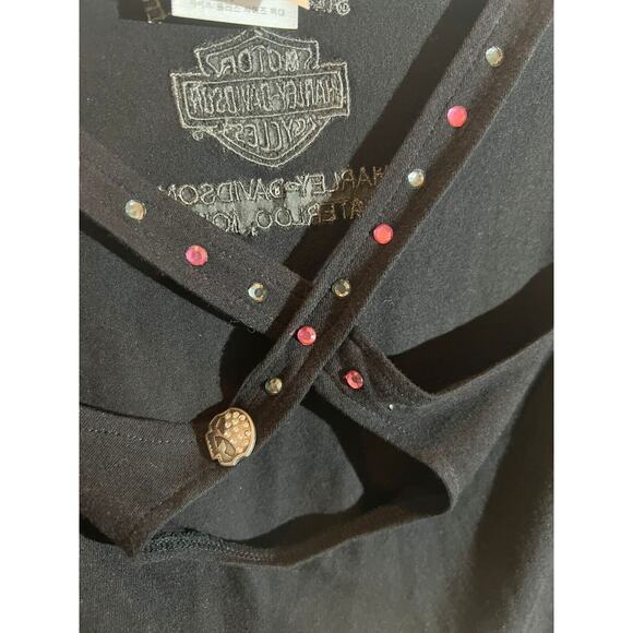 Harley Davidson Silver Eagle Waterloo Iowa Black Biker Top Embroidered Womens 1X - Picture 3 of 9